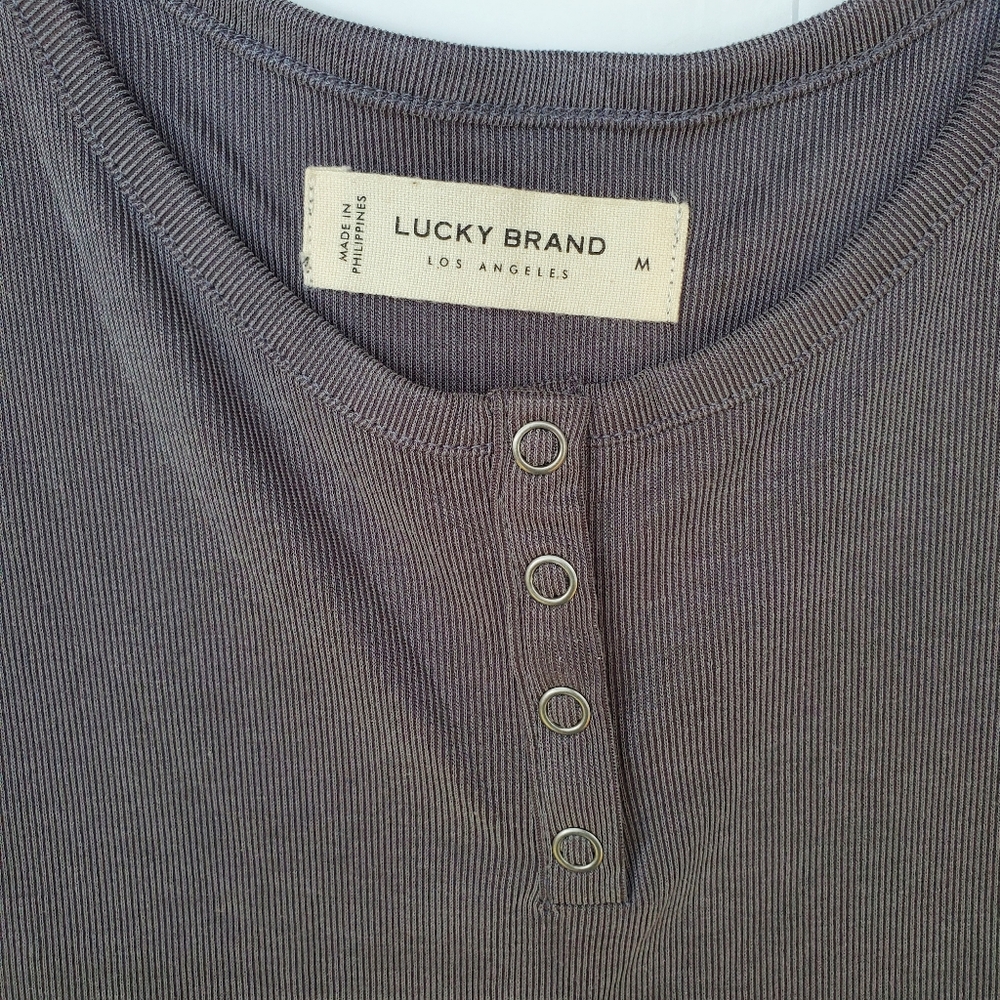 LUCKY Babydoll Tank Top Grey Ribbed  Medium NWOT - Picture 7 of 11